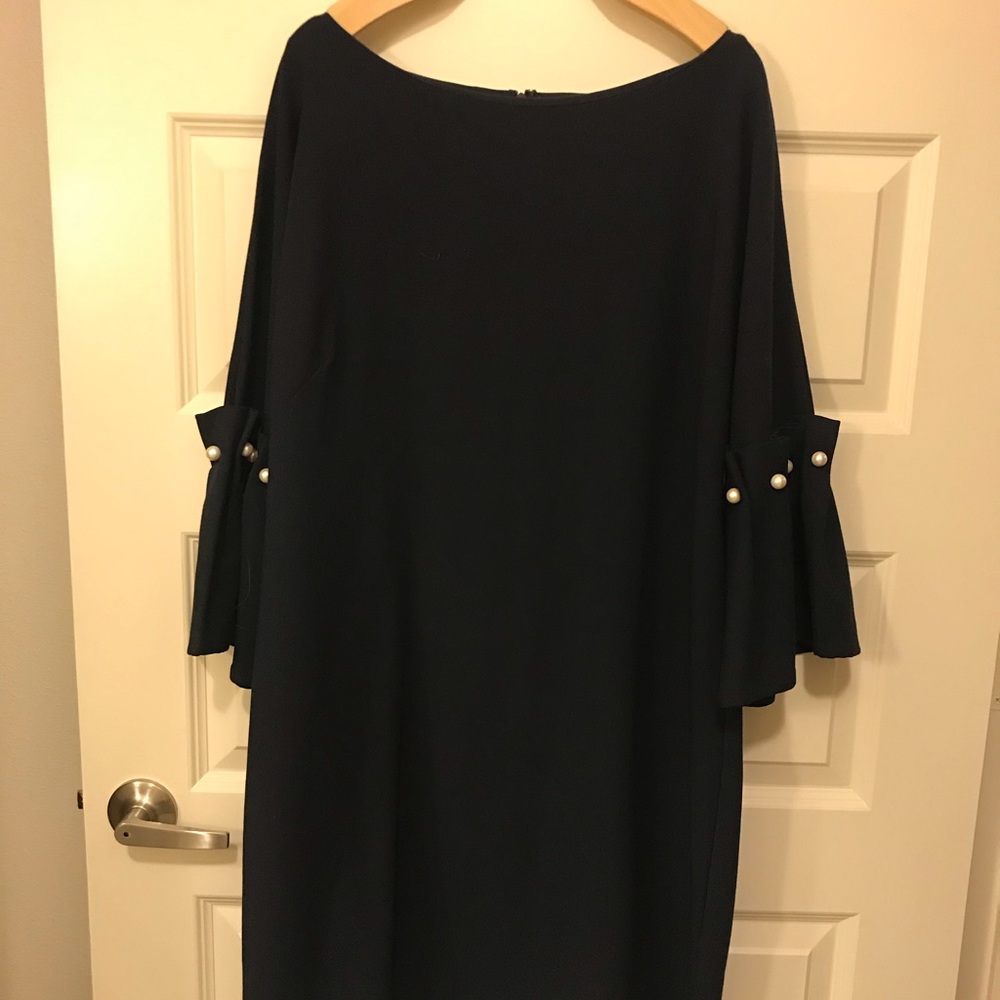 Banana Republic Navy blue midi dress with pearls